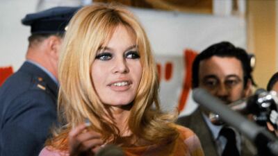 Brigitte Bardot speaks to the Hollywood press in December 1965 for the film "Viva Maria". The legendary French actress has died at the age of 91. AFP