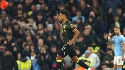 Ollie Watkins celebrates after pulling a goal back for Villa. AP
