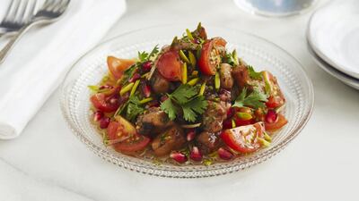 Smoked purple aubergine salad at Fika by chef Izu Ani