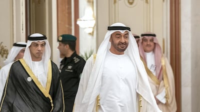 Sheikh Mohamed bin Zayed, Crown Prince of Abu Dhabi and Deputy Supreme Commander of the UAE Armed Forces, heads the UAE delegation to the Saudi emergency summit in Makkah. Seen with Sheikh Mansour bin Zayed. All photos Ministry of Presidential Affairs
