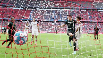 Robert Lewandowski of FC Bayern Munich scores his first goal. Getty Images