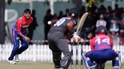 Sandeep Lamichhane of Nepal in action. Chris Whiteoak/The National