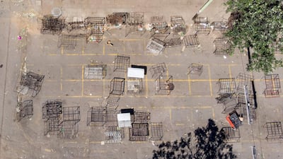An aerial photo showing deserted vending stalls on the first day of a 21 day lockdown in Bulawayo, Zimbabwe. AFP