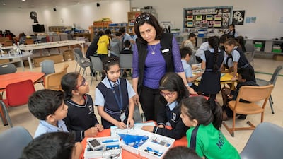 Pupils at Gems Modern Academy, which earned an outstanding rating in the latest round of private school inspections in Dubai. Antonie Robertson / The National