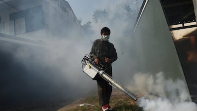 A residential area in Bangkok is fumigated against the yellow fever mosquito to prevent Zika and dengue fever. Christophe Archambault / AFP