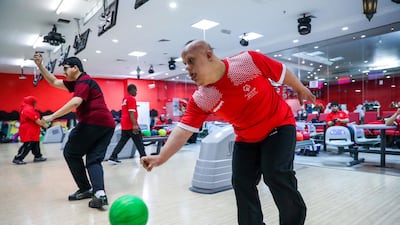 Saif Al Hashmi has 40 Special Olympics medals for swimming but is now competing in bowling for the UAE. Victor Besa / The National