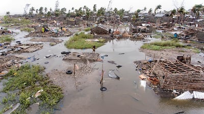 An aerial view of the destruction of homes after Tropical Cyclone Idai, in Beira, Mozambique. IFRC via AP
