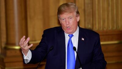 US president Donald Trump, pictured here delivering a speech at the opening of a welcome dinner hosted by Japanese prime minister Shinzo Abe at the Akasaka Palace in Tokyo on November 6, 2017, has the lowest job approval rating of any post-war president at this point in office. Shizuo Kambayashi / Reuters