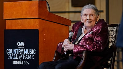 Jerry Lee Lewis speaks at the Country Music Hall of Fame in May 2022 after it was announced he would be inducted as a member, in Nashville, Tennessee. AP