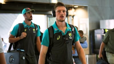 Australian cricketer Cameron Bancroft arrives at Cape Town International Airport. Sumaya Hisham / Reuters