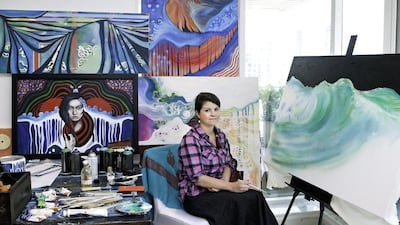 The artist and teacher Kathryn Wilson at her home studio in Dubai Marina. Photo by Jaime Puebla / The National