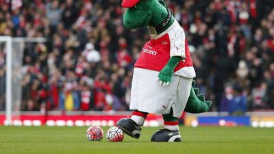 Arsenal's mascot shown on the pitch before Saturday's FA Cup contest against Burnley at the Emirates Stadium. Eddie Keogh / Reuters