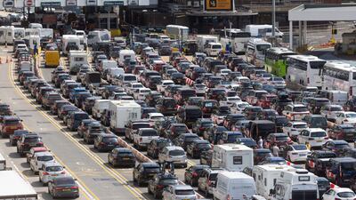 Long queues of travellers at French border control before boarding ferries in Dover, UK, on Friday. Bloomberg