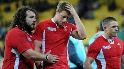 Adam Jones, left, Rhys Priestland, centre, and Shane Williams can only regret the missed opportunities Wales had against South Africa.