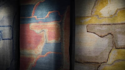 The carpets in Weaving Poems were designed by Maryam Omar and woven in Afghanistan's Bamiyan region. Photo: Turquoise Mountain