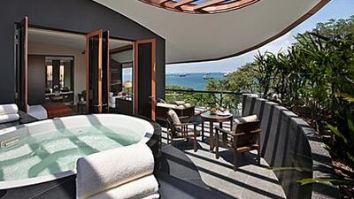 Enjoy the Jacuzzi in one of the constellation suites at Capella Singapore.