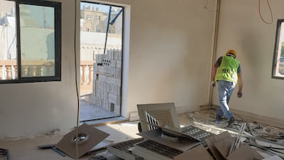 The police station after the 2020 Beirut explosion.