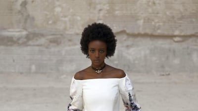 Delicate floral embroidery trails up sleeves at the Chanel cruise 2021/22 fashion show. Courtesy Chanel