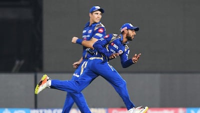 Mumbai Indians' Krunal Pandya, foreground, will have a big role to play on UAE pitches. AFP