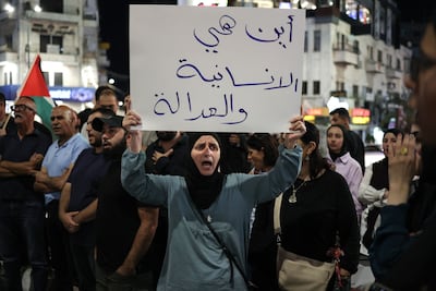 A demonstration in support of Palestinians in Gaza facing severe shortages of food and other essentials in the city of Ramallah in the Israeli-occupied West Bank on July 23, 2025. AFP