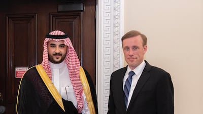Prince Khalid bin Salman, Saudi Arabia's Vice Minister of Defence, meets Jake Sullivan, White House National Security Advisor to US President Joe Biden. .
