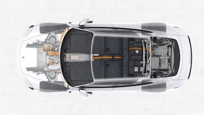 The Porsche Taycan Turbo S package drive system. Courtesy Porsche