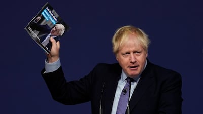 British Prime Minister Boris Johnson announces the Conservative party manifesto, in Telford, West Midlands. EPA
