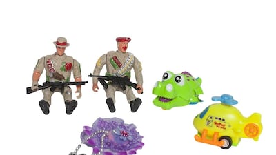 Stocking fillers Take your pick of dozens of cheap trinkets for less than Dh5, and some for Dh0 depending on how many items you are buying. A favourite is the Never Landing Airplane windup toy which never takes-off let alone lands, Happy Croc, Warrior action figures, frilly hairbobbles and fake gold jewellery.