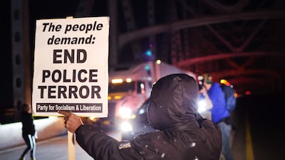Demonstrators block the Interstate 55 road in Memphis. AFP