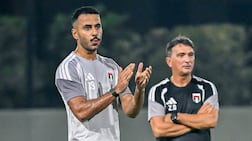 Zlatko Dalic, right, watches on as UAE players fine-tune their preparations for the 27th Arabian Gulf Cup. Photo: @UAEFNT/X