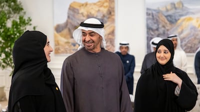 The President congratulated the group of gifted pupils for their achievements. Ryan Carter / UAE Presidential Court