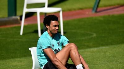 Trent Alexander-Arnold during a training session at Melwood. Getty