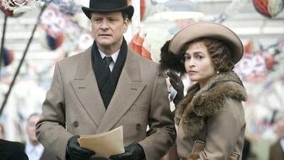 Colin Firth as King George VI and Helena Bonham Carter as his wife Elizabeth in Tom Hooper’s film The King’s Speech.