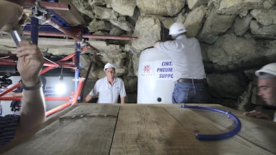 Cintech at work inside the Step Pyramid. Courtesy Peter James