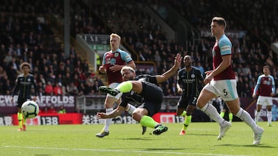Sergio Aguero shoots at goal. Reuters