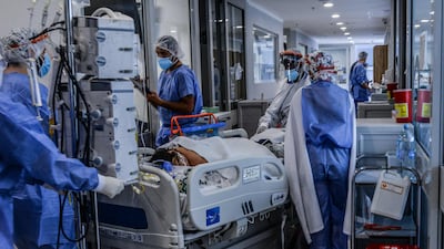 Medical workers in Bogota in May. The new coronavirus variant detected for the first time in Colombia and called "Mu" caused the deadliest wave of the pandemic in the country, authorities said. AFP