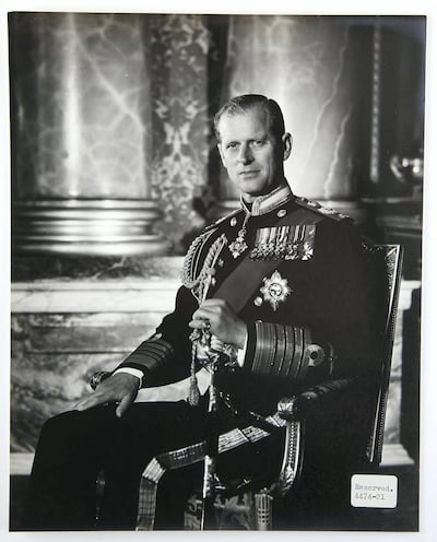 Prince Philip poses in a photograph by Anthony Buckley. Anthony Buckley & Constantine Ltd