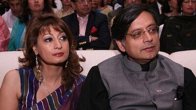 Shashi Tharoor, right, and Sunanda Pushkar attend a book launch in New Delhi last month.