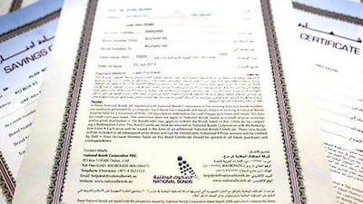 National Bonds has been carrying out a regular survey of 611 residents across all nationalities since 2010 to gauge savings patterns. Above, UAE National Bonds. Andrew Henderson / The National