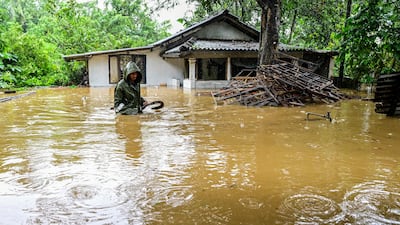 Flooding in Kaduwela, on the outskirts of Colombo. AFP