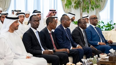 Rashid Al Shamsi, UAE ambassador to Chad and non-resident ambassador to the Central African Republic, with members of the Chadian delegation