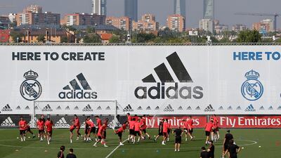 Real Madrid players exercise during a training session in Madrid, Spain. AP Photo