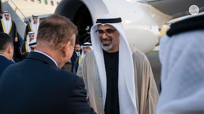 Sheikh Khaled with senior Kazakh officials