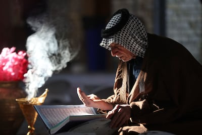 Quran recitation ceremony at the shrine of Imam Al Qasim in Iraq. AFP