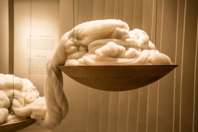 A part of the bale installation inside the temporary structure.