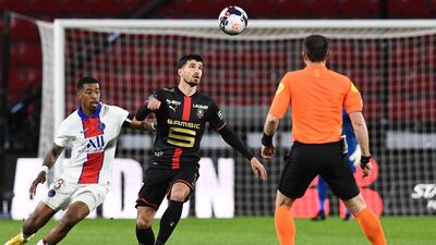 Presnel Kimpembe challenges Rennes forward Martin Terrier. AFP