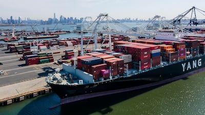Shipping containers at the Port of New York and New Jersey. Freight rates between Asia and North America's eastern coast have jumped by 63 per cent year-on-year, according to the United Nations. EPA