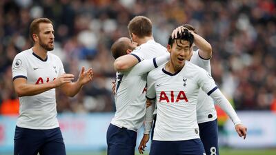 Tottenham Hotspur's Lucas Moura celebrates scoring their second goal with Dele Alli and Harry Kane. Reuters