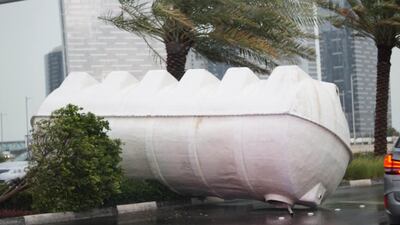 A water tank on a road on Reem Island. Courtesy Chantal Louw