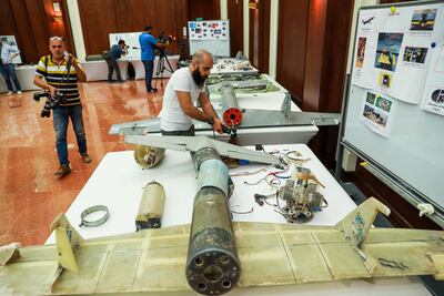Weapons supplied by Iran to the Houthi militias in Yemen were put on display at a press conference by the Saudi-led Arab coalition on Tuesday. Victor Besa / The National